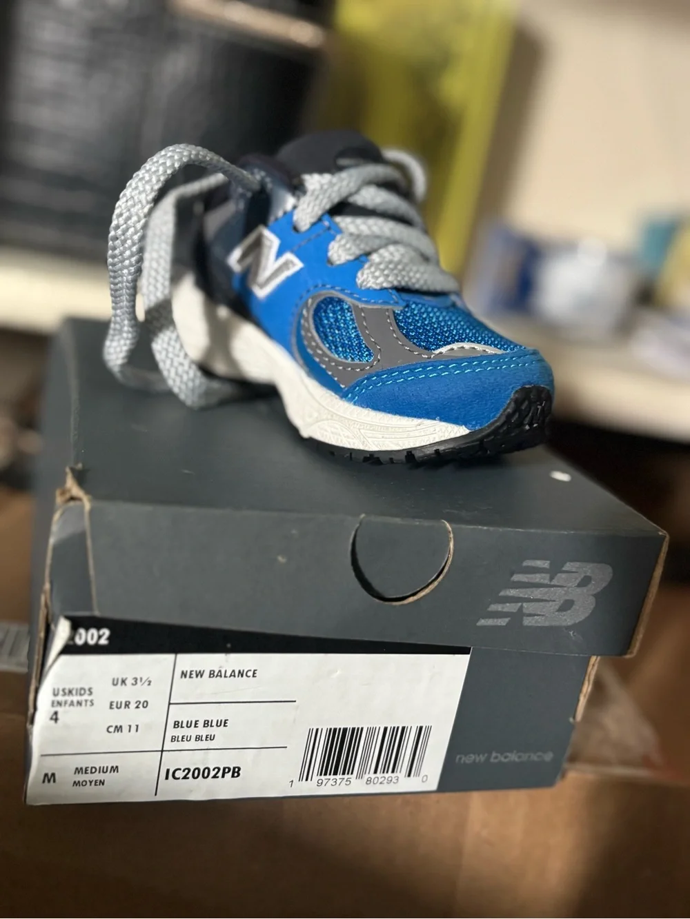 New Balance Kids Blue and Gray Mesh Sneaker